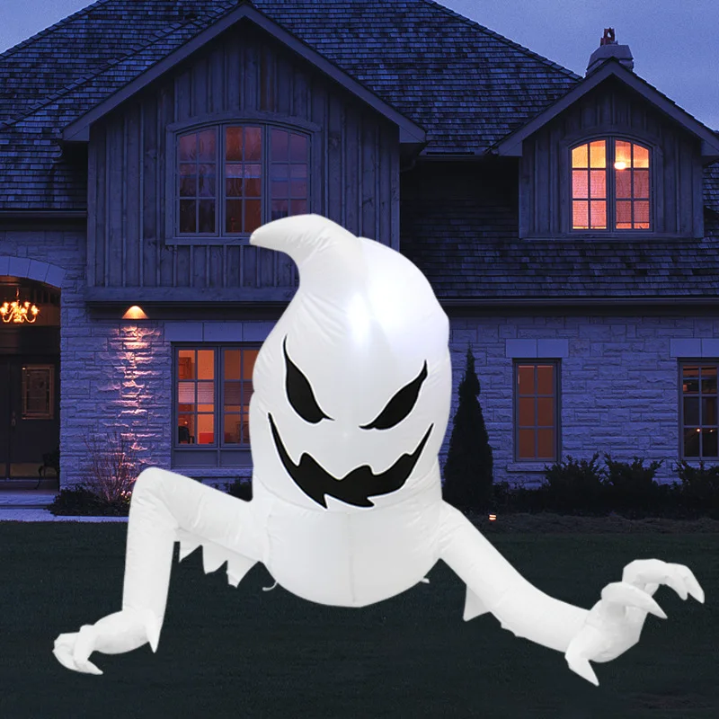 

110cm Halloween Inflatable Ghost with LED Light Waterproof Fireproof Polyester Fabric Glowing Ghost Garden Halloween Decorations