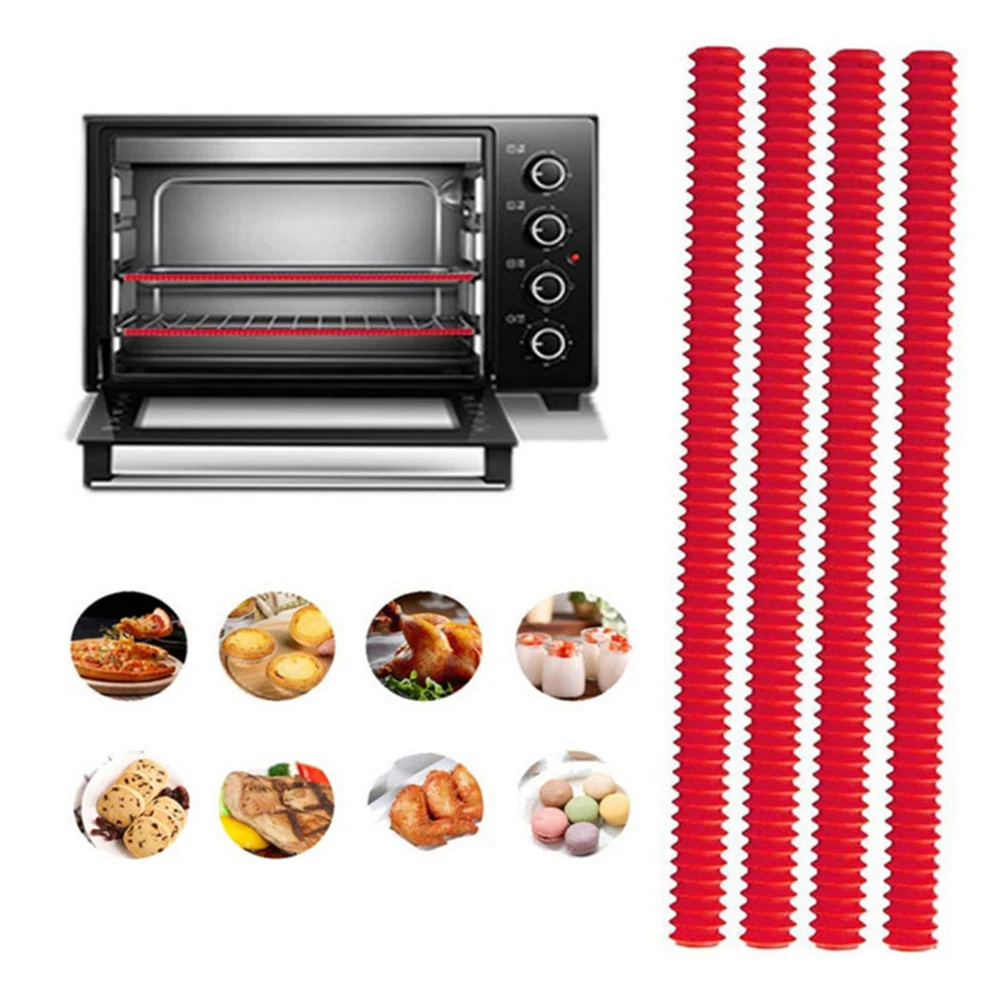 Silicone Oven Protector Silicone Heat Insulation Strip Sleeve High Temperature Anti-scald Strips Oven Guard Sleeve Protector Baking Thermal Kitchen Tool