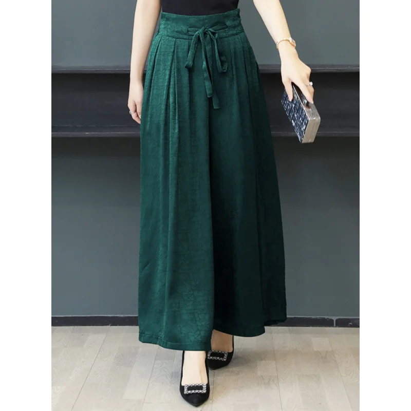 

Pants Woman Summer 2022 Casual Pants Ninth Women's Hakama Loose Drape and Elegant Temperament Commuting Oversize Office