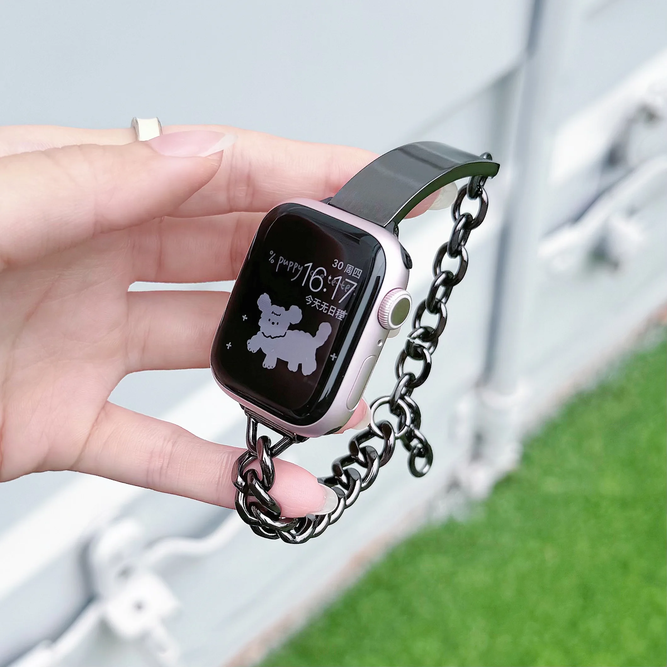 

Браслет металлический для Apple Watch 9 8 41 мм 45 мм 40 38 мм, женский браслет-цепочка для iWatch Series 7 6 5 4 3 Ultra 49 мм