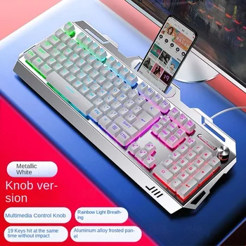 USB Wired Keyboard Backlit Imitation Mechanical Tactile Gaming Keyboards for Desktop Computer Laptop Luminous 104 Keys Keyboard 2
