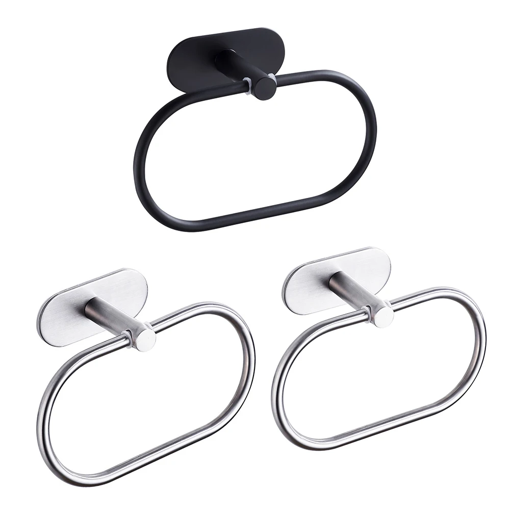 BATHROOM TOWEL RING BATHROOM TOWEL HOLDER BATHROOM SELF ADHESIVE TOWEL RINGS STAINLESS STEEL ROUND TOWEL HOLDERS WALL MOUNTED HAND RAILS