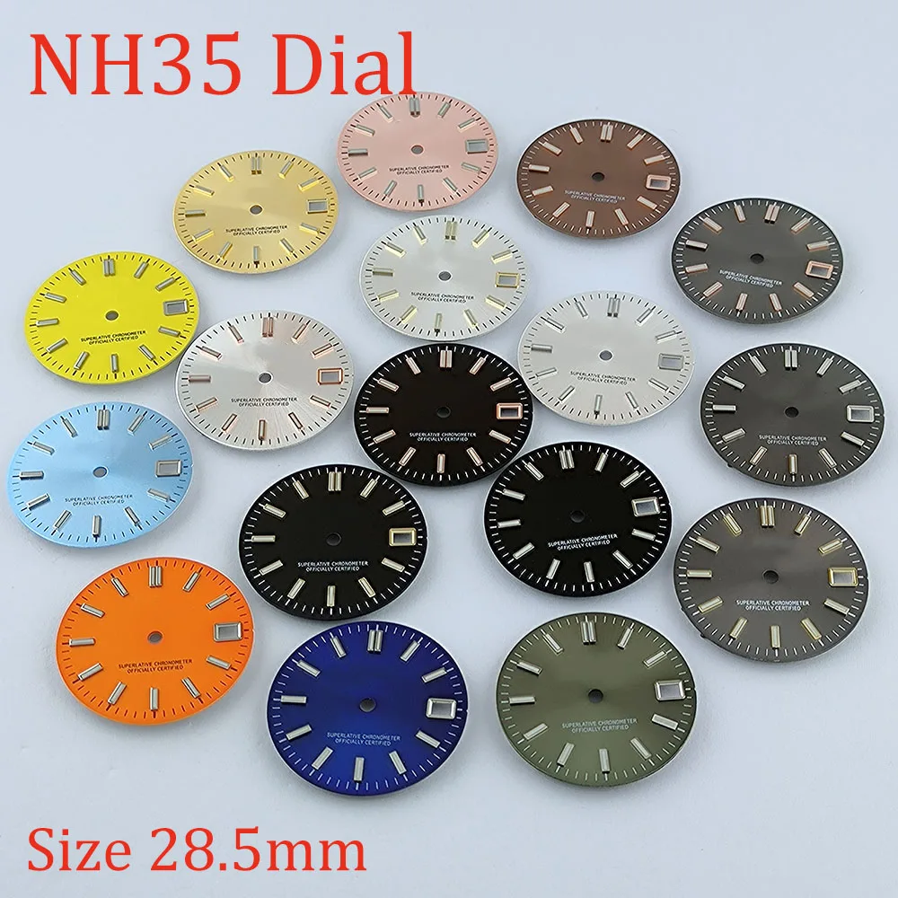 

NH35 dial Watch dial 28.5mm S dial green Luminous dial Suitable for NH35 NH36 movement watch accessories