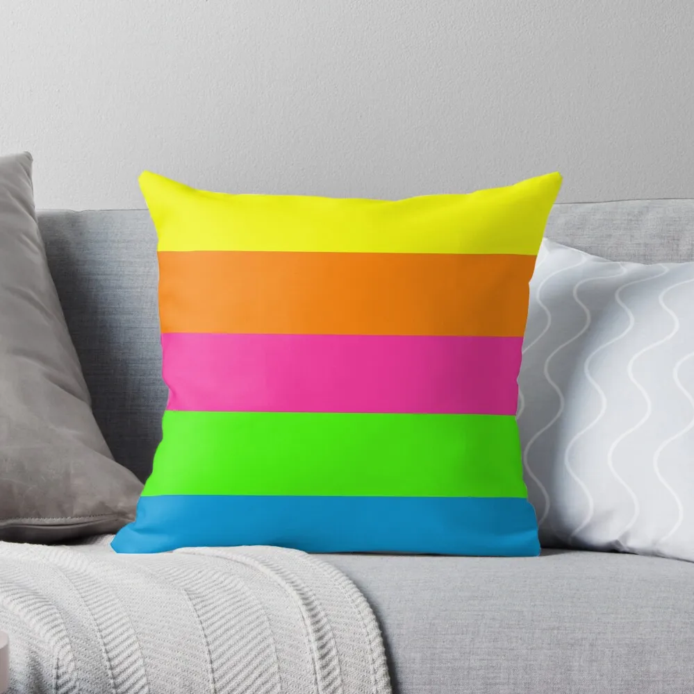 

PLAIN SOLID NEON FLUORESCENT RAINBOW STRIPES 5 COLORSThrow Pillow ornamental pillow sofa covers