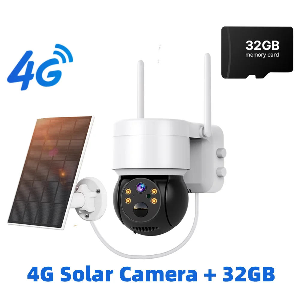 4Gソーラー式 12MP 監視PTZカメラ 屋外ワイヤレス3G4GLteSimカードセキュリティIPCCTVソーラー