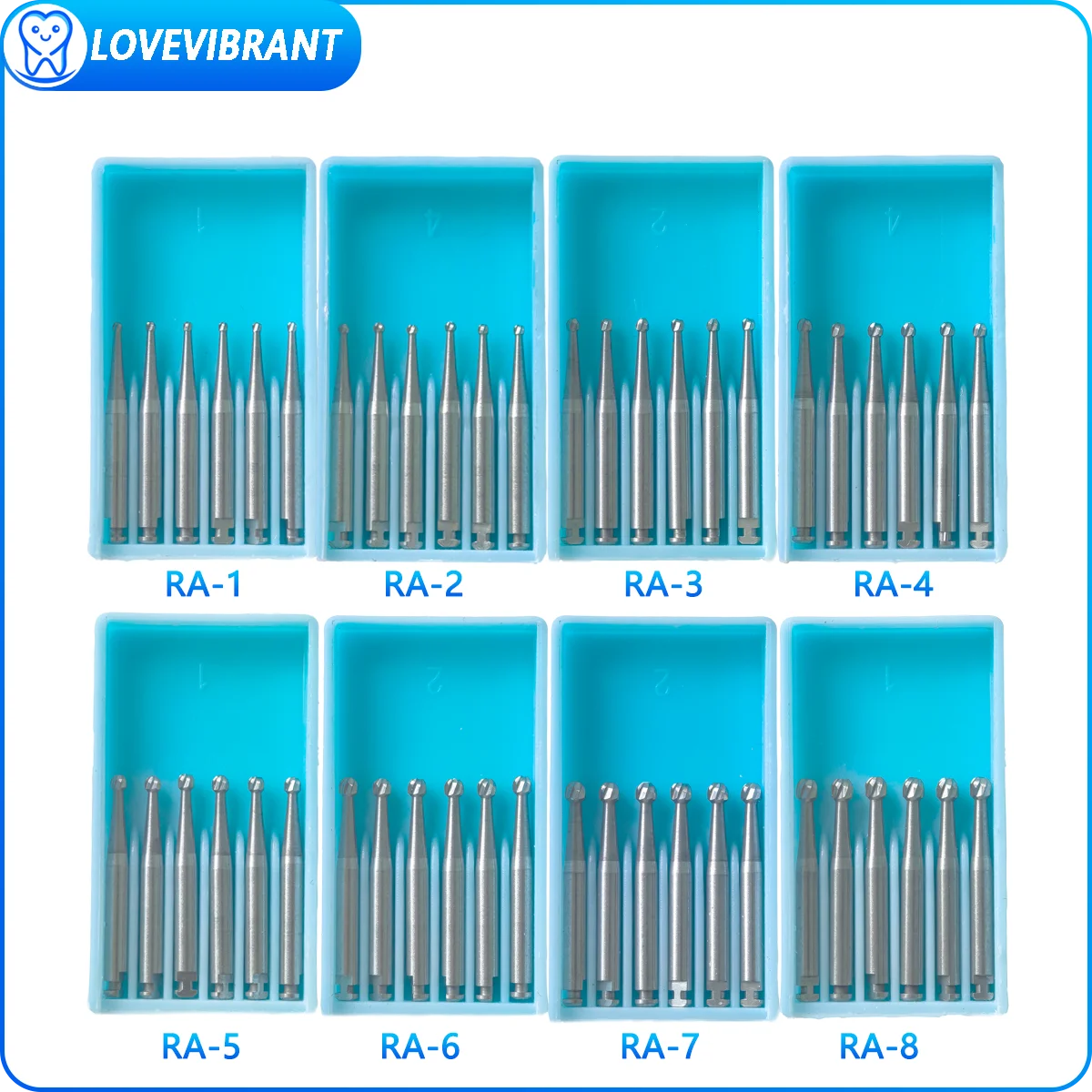 

6Pcs/Box Dental Tungsten Carbide Burs Low Speed Round Head RA Series For Dental Lab Clinic Dental Supplies Shank Diameter 2.35mm