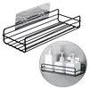 Shower Wall Shelf Punch Free Shower Shelf Black White Storage Suction Basket Storage Rack Kitchen Bathroom Accessories MJ 2