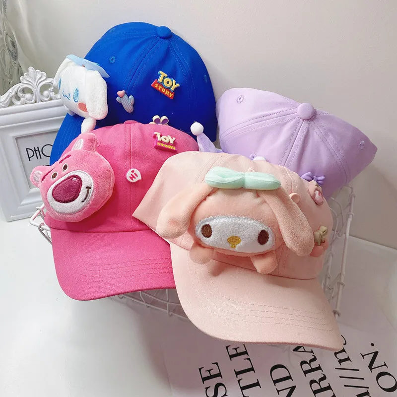 

Kawaii Sanrio Anime Baseball Cap Cute Kids My Melody Kuromi My Melody Cartoon Versatile Peaked Cap Leisure Sun Hat Gift for Girl