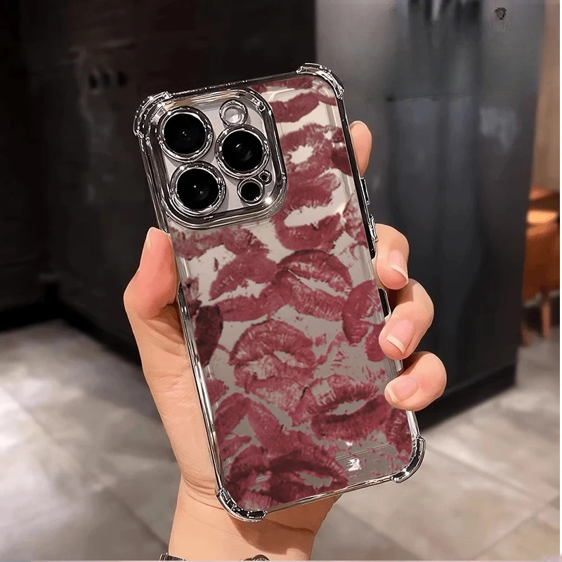 Plating Lips Kiss Pattern Phone Case Cover