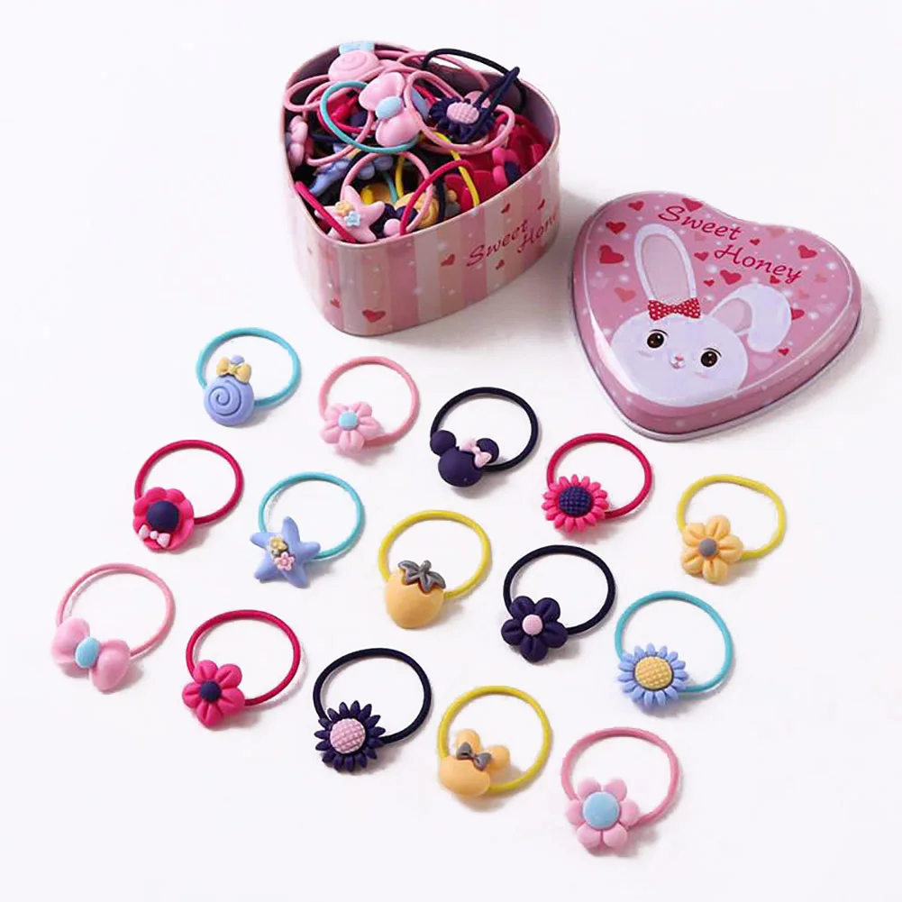 Cute Flowers Bows Baby Elastic hair accessories hair bands hair ties Hair Bands Cartoon Girls Hair Ties Kids Accessories 40Pcs Set