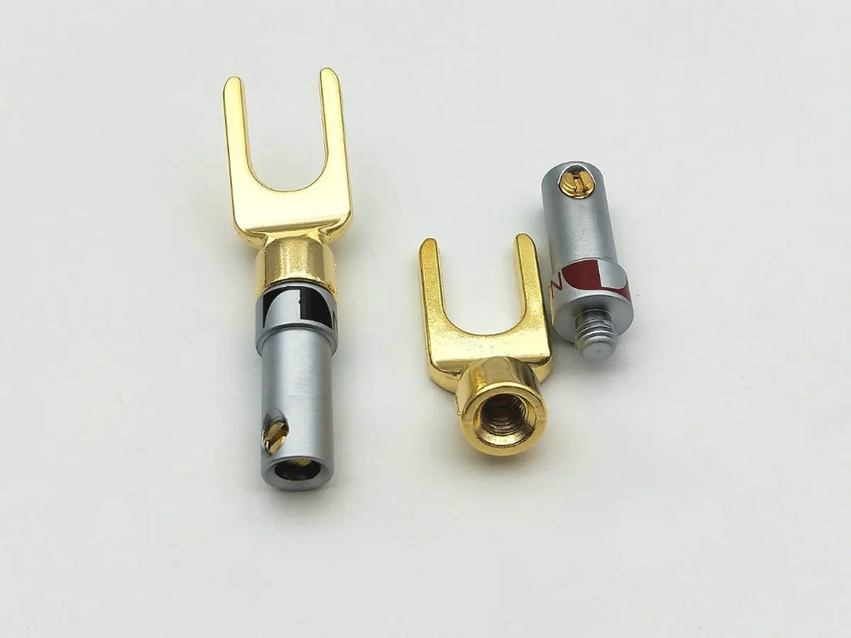 

100pcs Nakamichi Gold Plated Speaker Banana Spade Plug Audio Adapter connector