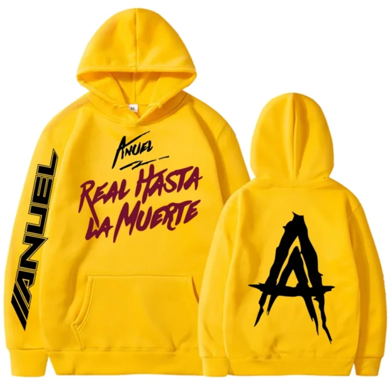 Spring and Autumn Hooded Anuel AA Real Hasta La Muerte Printed Sweatshirt Streetwear Rapper Loose Pullover Casual Hooded Top1 4