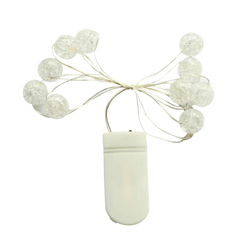 thumbnail image 1 of Guirnalda de luces LED de 2 metros con forma de bola plateada, resistente al agua, para árbol de Navidad, boda, decoración del hogar, funciona con USB o pilas, 1 of 4