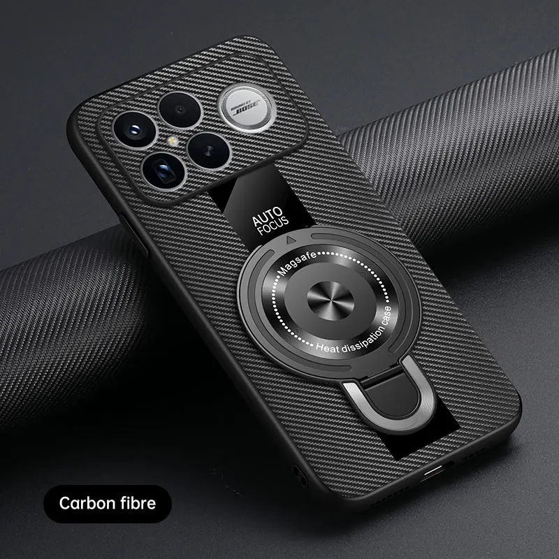 Luxury Silicone Leather Magnetic Ring Holder Case - Premium Shockproof Cover