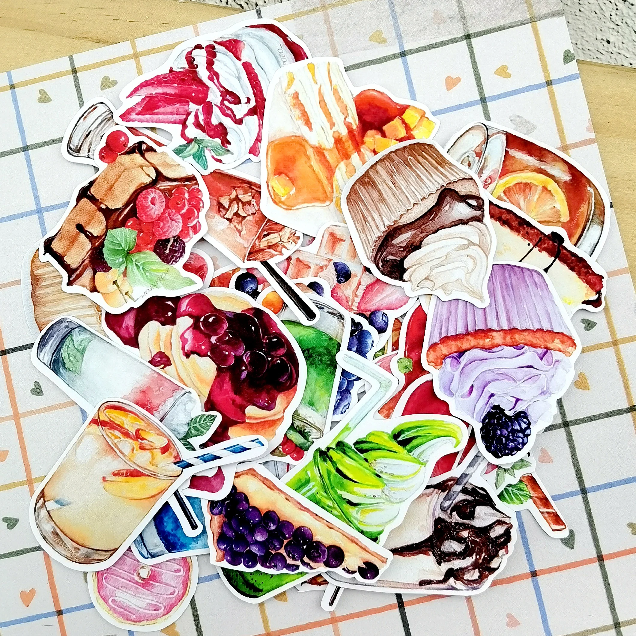 31pcs Hand Drawing delicious Dessert ice drink stickers kawaii Diary Notebook Planner / Handbook DIY letter thin Paper Sticker