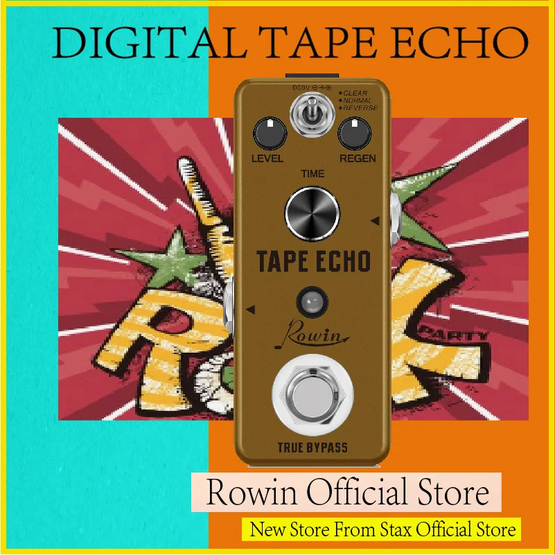 

Rowin LEF-3809 Digital Tape Echo Pedal Clear & Normal & Reverse 3 Models With Unique and High Quality Sound True Bypass