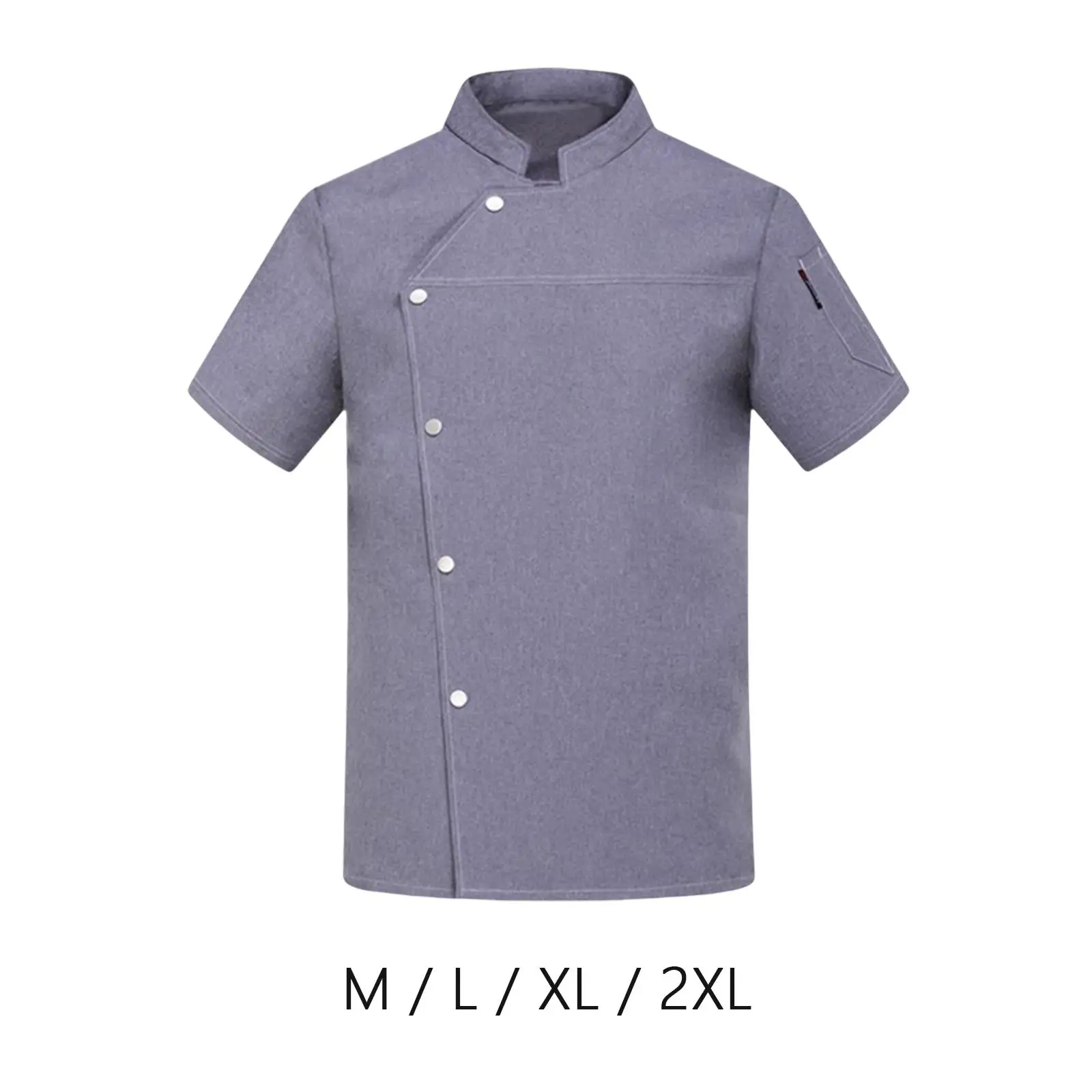 

Chef Coat Jacket Short Sleeve Top Chef Work Clothes Breathable Waiter Apparel Chef Uniform Workwear for Food Service Cafe