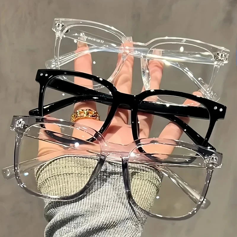 1/2/3 pairs of universal fashion glasses, square-framed glasses, fashionable campus style, clear black frame, back to school