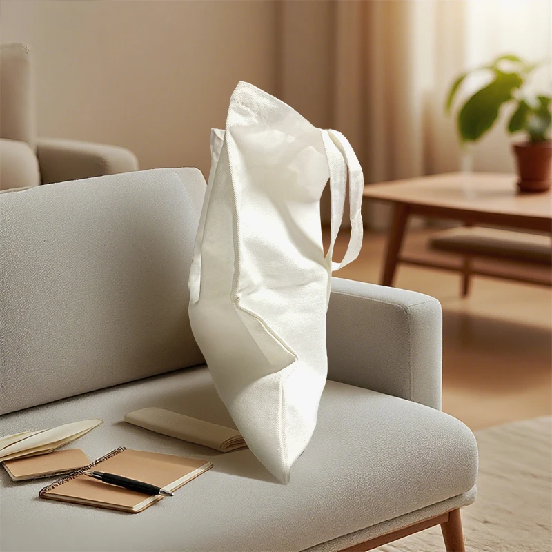 10PCS 승화 토트 백 빈 폴리 에스터 코튼 캔버스 재사용 가능한 쇼핑백 열전달 DIY 맞춤형 세탁 가능 핸드백