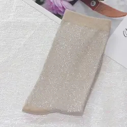 Korean Fashion Gold & Silver Knitted Women's Trendy Breathable Bright High - Quality Summer Socks - One Size (21)