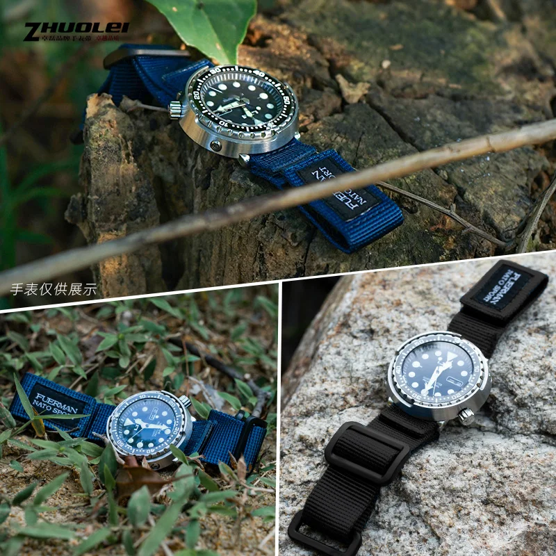 Pulseira de Relógio de Náilon para Casio Seiko No.5 007 Verde Azul Lazer Respirável Esporte ao ar Livre Pulseira de Pulso 20 mm 22 mm 24 mm Masculino - Image 2