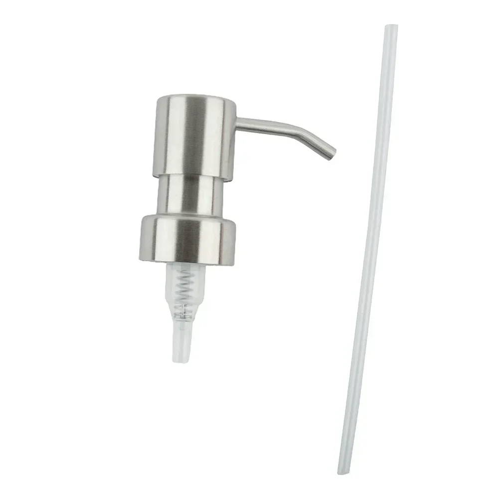 Press Head Soap Pump Bottle Dispenser Hand Jar Liquid Lotion Nozzle Shampoo Shower Gel Stainless Steel Bathroom 3