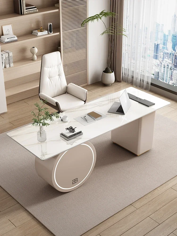 

Стол с каменной тарелкой, роскошный современный кремовый стильный рабочий стол для медицинского консультирования, дизайнерская модель, Офисный Компьютерный стол с высоким сенсором