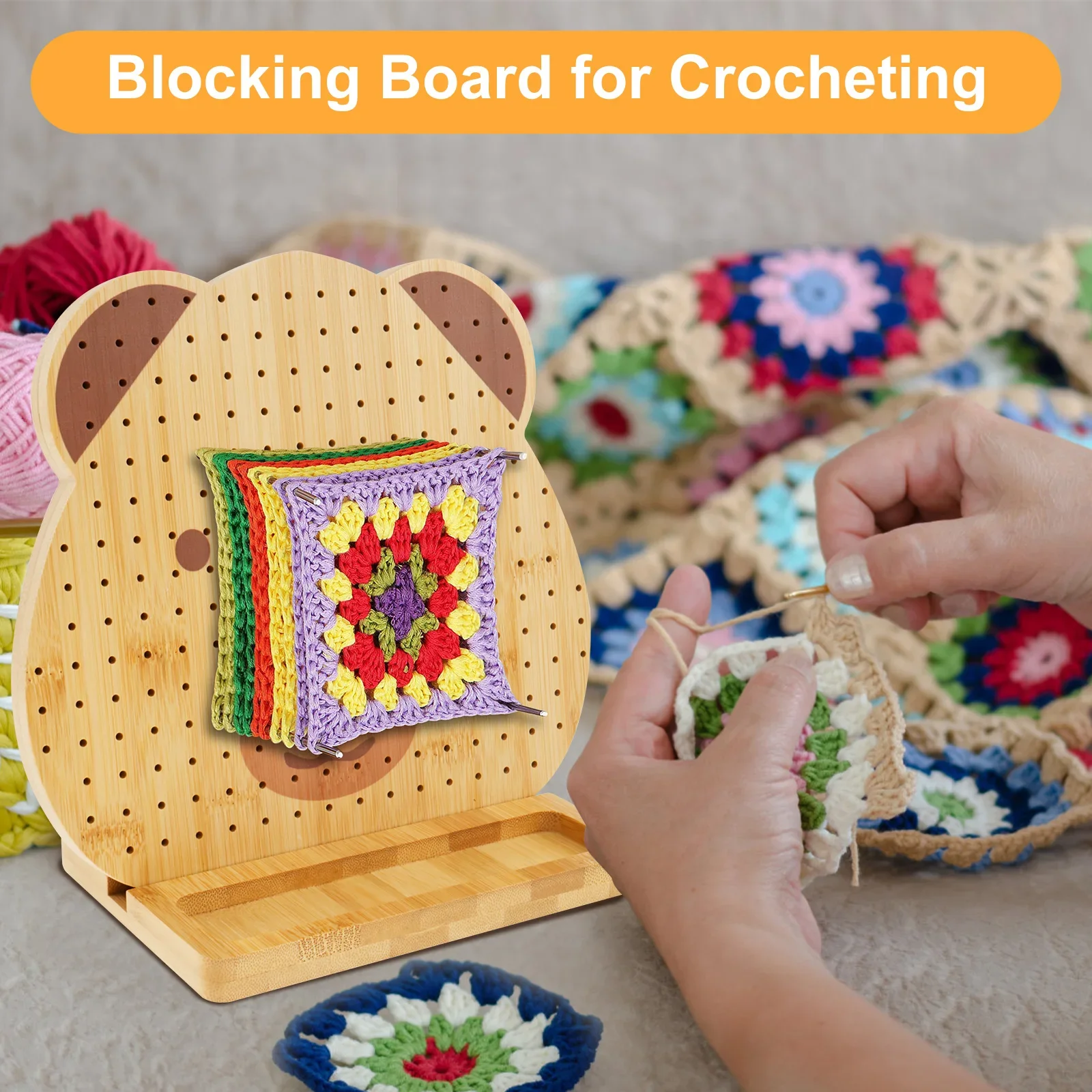 Crochet Blocking Board Cute Granny Square Blocking Boards Bamboo Knitting Blocking Board for DIY Handmade Crochet Projects