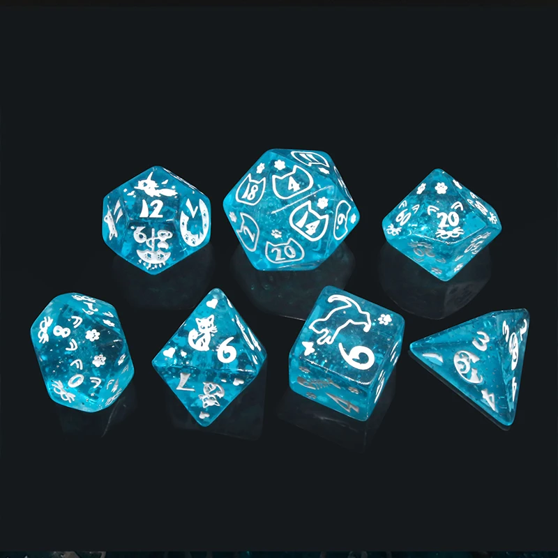 7 Pcs New Double Colors Dice Polyhedral Gold Font Digital Dices Kit TRPG RPG D20 D12 D10 D8 D6 D4 Table Game Kids Toy polyhedral dice kit