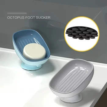 ที่วางสบู่แบบสุญญากาศพร้อมที่ระบายน้ำสำหรับห้องน้ำ กล่องใส่สบู่ ที่วางฟองน้ำในครัว ภาชนะใส่สบู่ อุปกรณ์ในห้องน้ำ 1