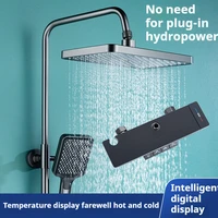 Hot&cold Brass Shower System With LED Ambient Lights 4 Function Wall Mounted Shower Sets Jet&Soft Rainfall Shower Heads Faucets 4