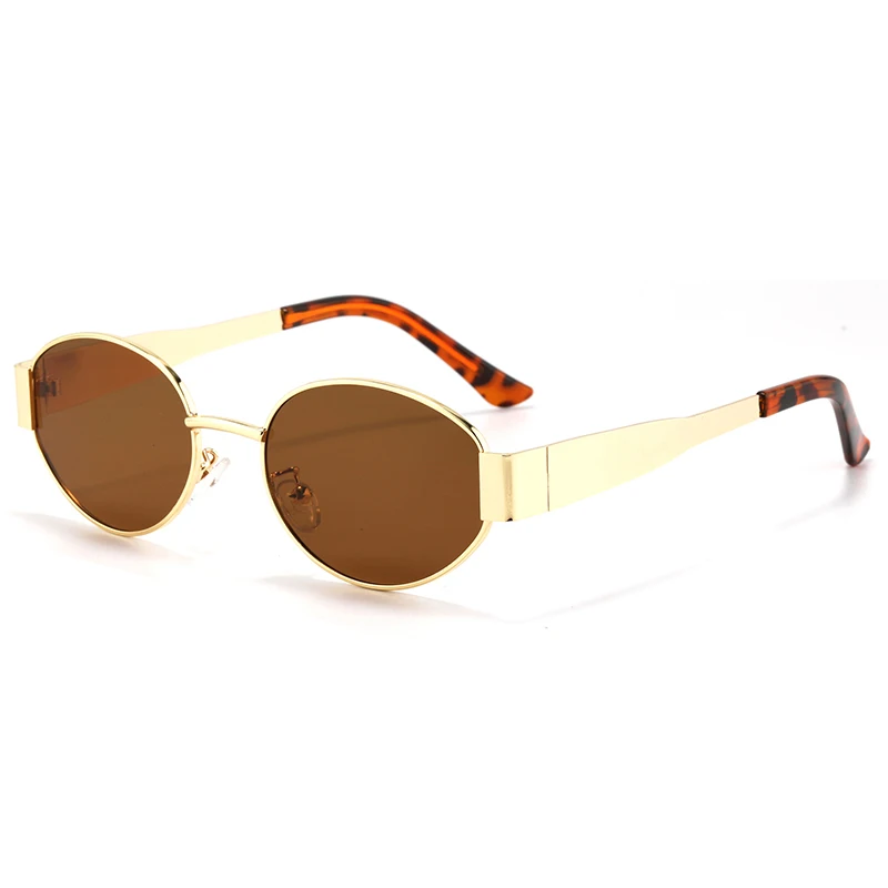 Metal Frame Sunglasses Small Oval For Women Men Designer UV400 Eyewear Vintage