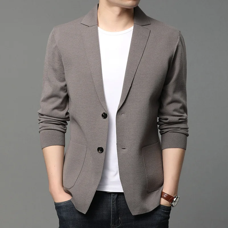 

Autumn New Small Business Suit Sweater Cardigan Men's Thin Men's Coat Korean Style Solid Color Sweater Sweater Men's Clothing
