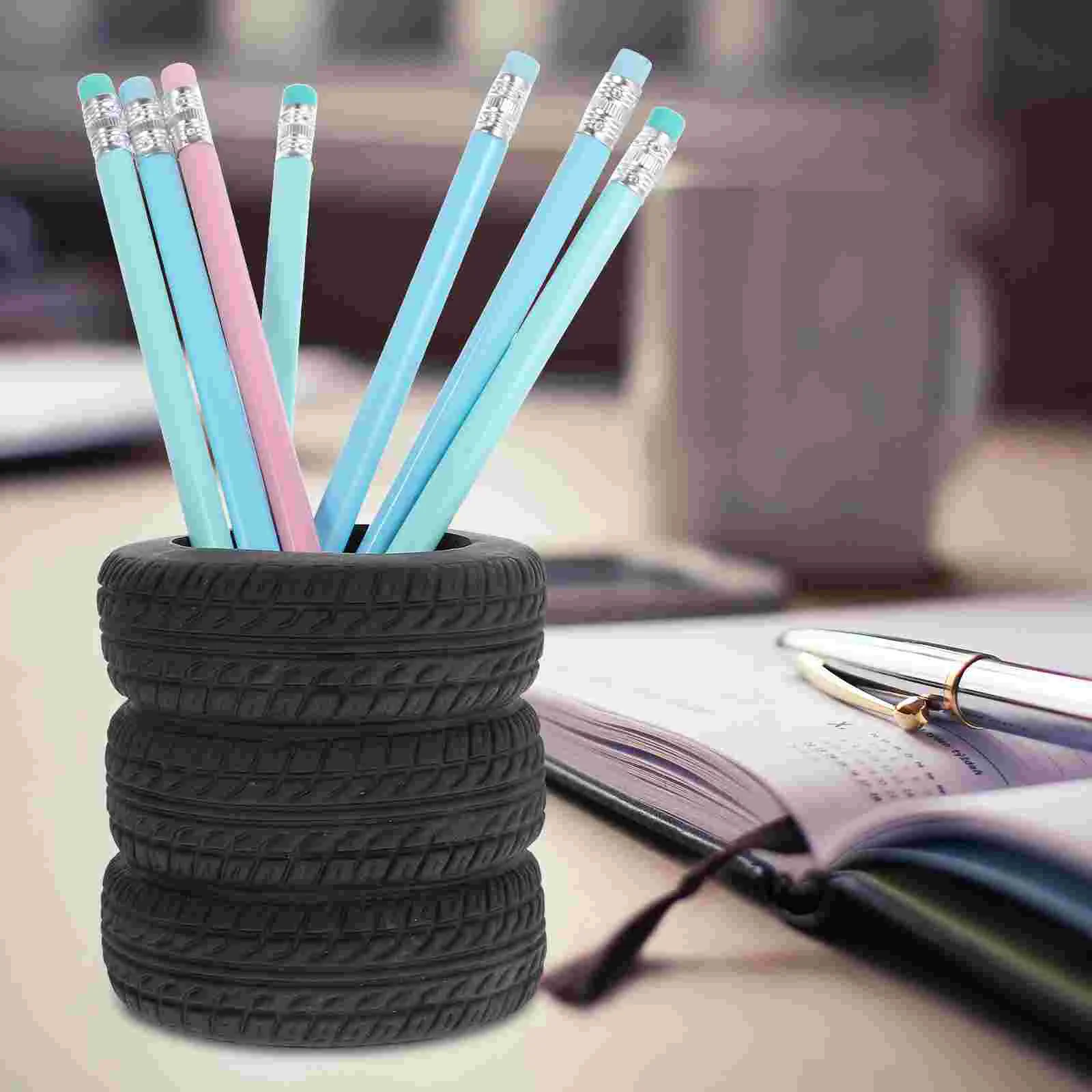 Car Tire Shaped Pen Holder Novelty Pencil Holder Storage Bucket Desk Organizer Office Table Pen School Stationery Supplies