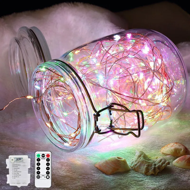 

LED Outdoor Wedding Lamp String 8 Mode AA Battery Waterproof Copper Wire Light Remote Control Party Holiday Christmas Decoration