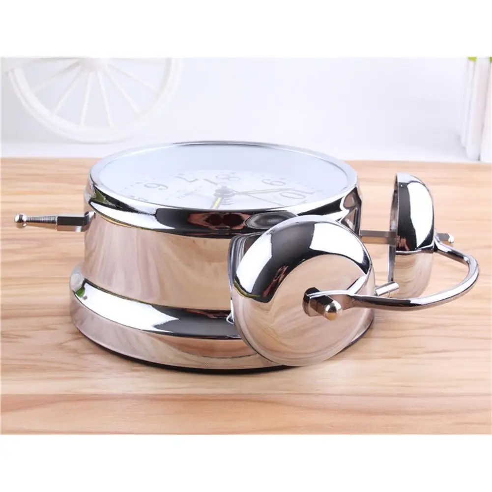 

Ring Clock Alarm Clock High Quality Hot Sale Metal Classic Durable Electroplated New Retro Silver 12.5*16.5*6.2cm