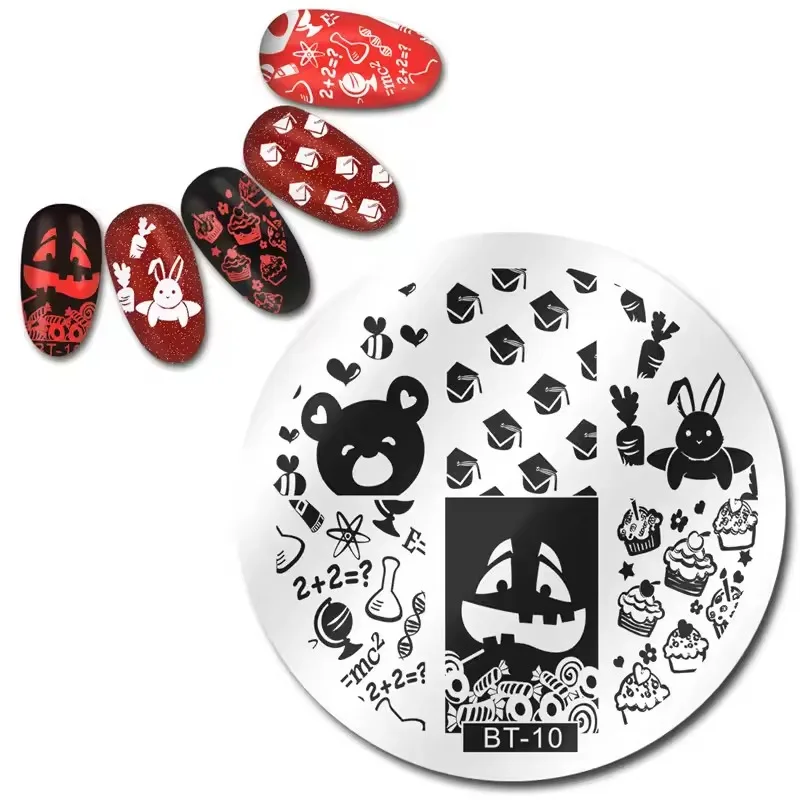 Nail Stamping Plates DIY Flower Lines Animal Designs Nail Art Template For DIY Nail Decor round Stamper Plat nail tool Stamp 4