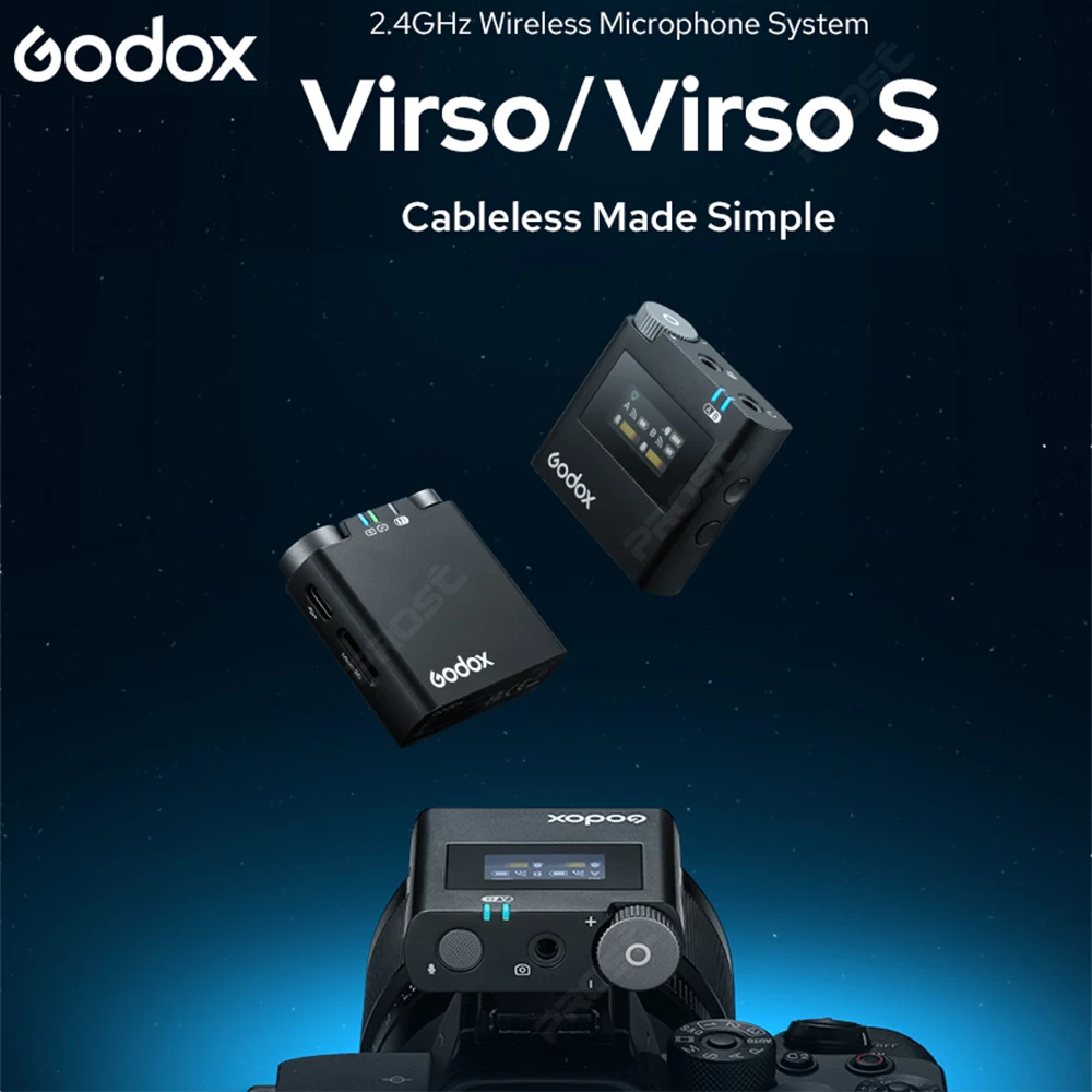 Godox Virso 무선 마이크, 인터뷰 녹화용, Virso S 송신기, 용 리시버 라발리에 마이크, M1 M2, 2.4GHz