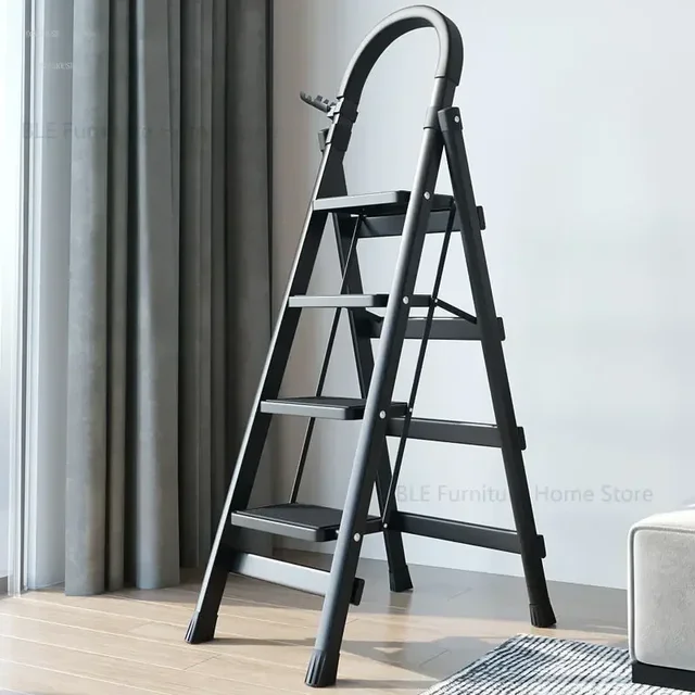 Non-slip Home Step Ladders Multi-functional Thickened Steel Pipe Shrinking Step Stools Climbing Stairs Indoor Folding Ladder ZZ
