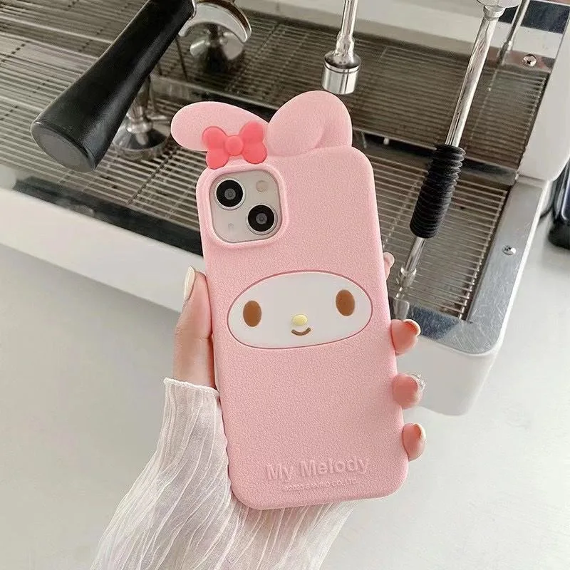 Kawaii 3D Bow My Melody Cartoon Silicone Phone Case - Pink Soft Anime Design