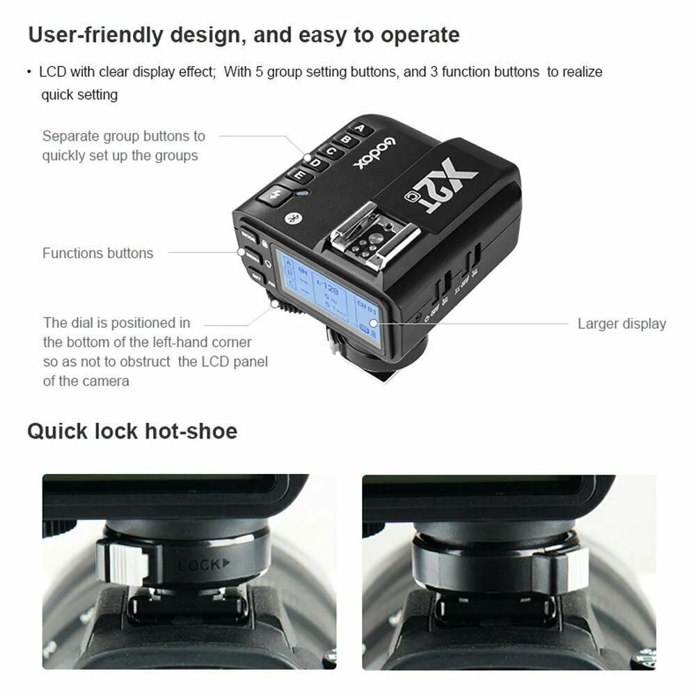 Godox X2T Wireless Flash Trigger X2T C/N/S/F/O/P 2.4G TTL HSS Transmitter for Ca