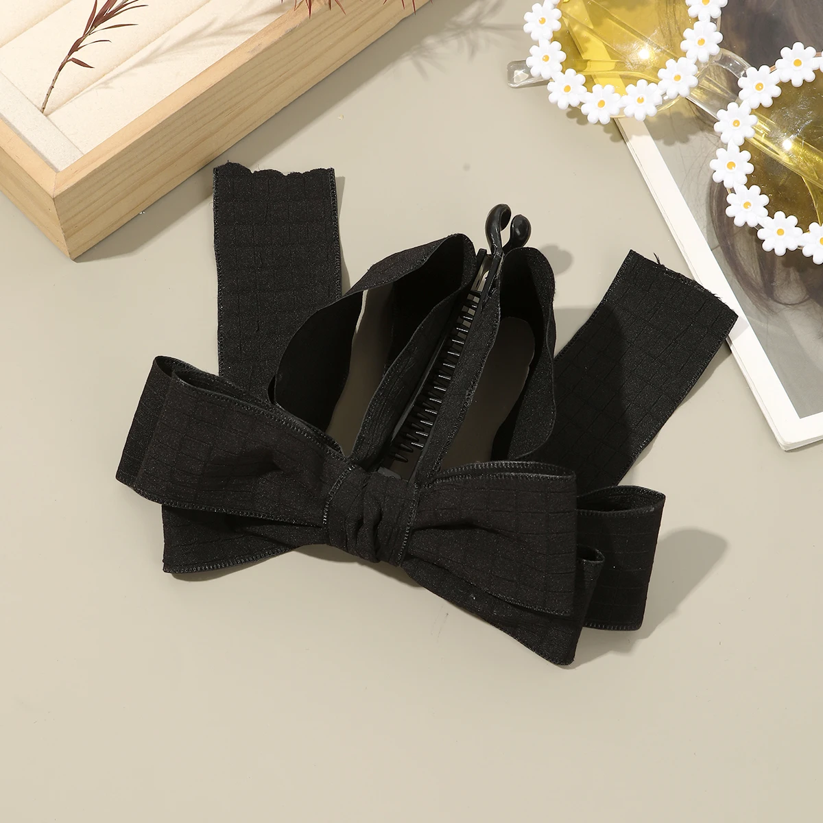 Korean Bow Ribbon Hair Clip for Women Girls Elegant Banana Gripper Ponytail Clips Twist Clip Headwear Fashion Hair Accessories