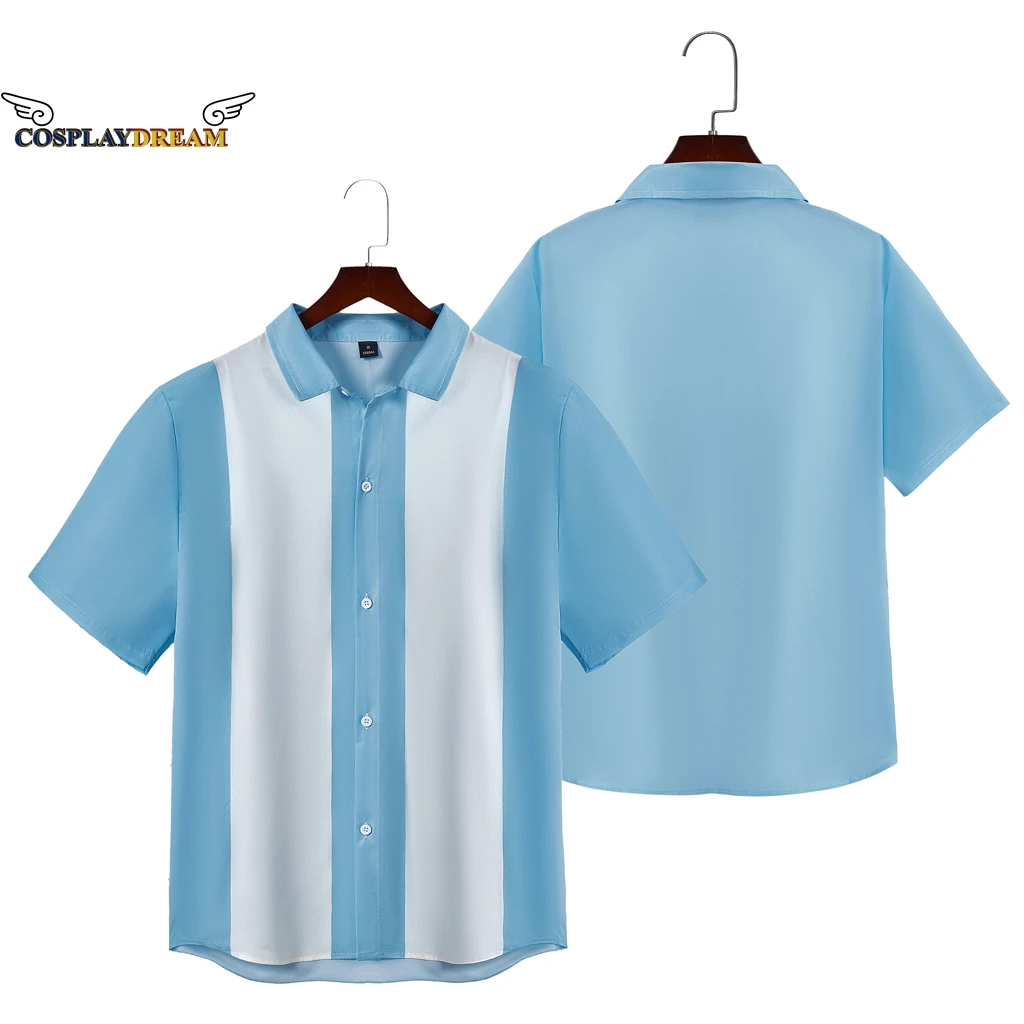 Charlie Harper Camicia A Righe Verticali Camicette Per Gli Uomini 50S Rockabilly Camicia Due E Mezzo Di Uomini Shirt Vintage Cosplay