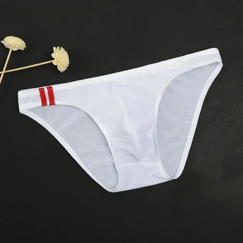 Sexy Men's Briefs Soft Breathable Ice Silk Underwear Men's Hot Hips Up Transparent Jockstrap Sexy Colorful Underpants Cueca