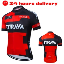 Cycling Jersey STRAVA Pro team Summer Short Sleeve Man Downhill MTB Bicycle Clothing Ropa Ciclismo Maillot Quick Dry Bike Shirt