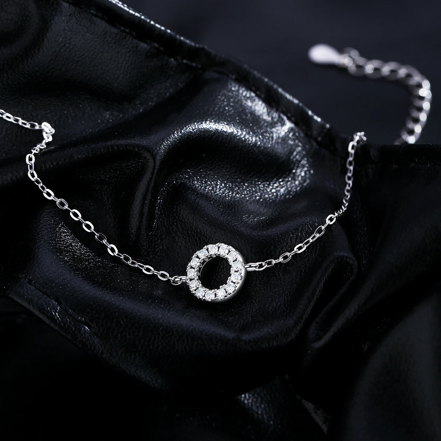 MODIAN D 컬러 Moissanite 팔찌  패션 할로윈 라운드 링크 체인 팔찌 여성을위한 파인 쥬얼리 선물