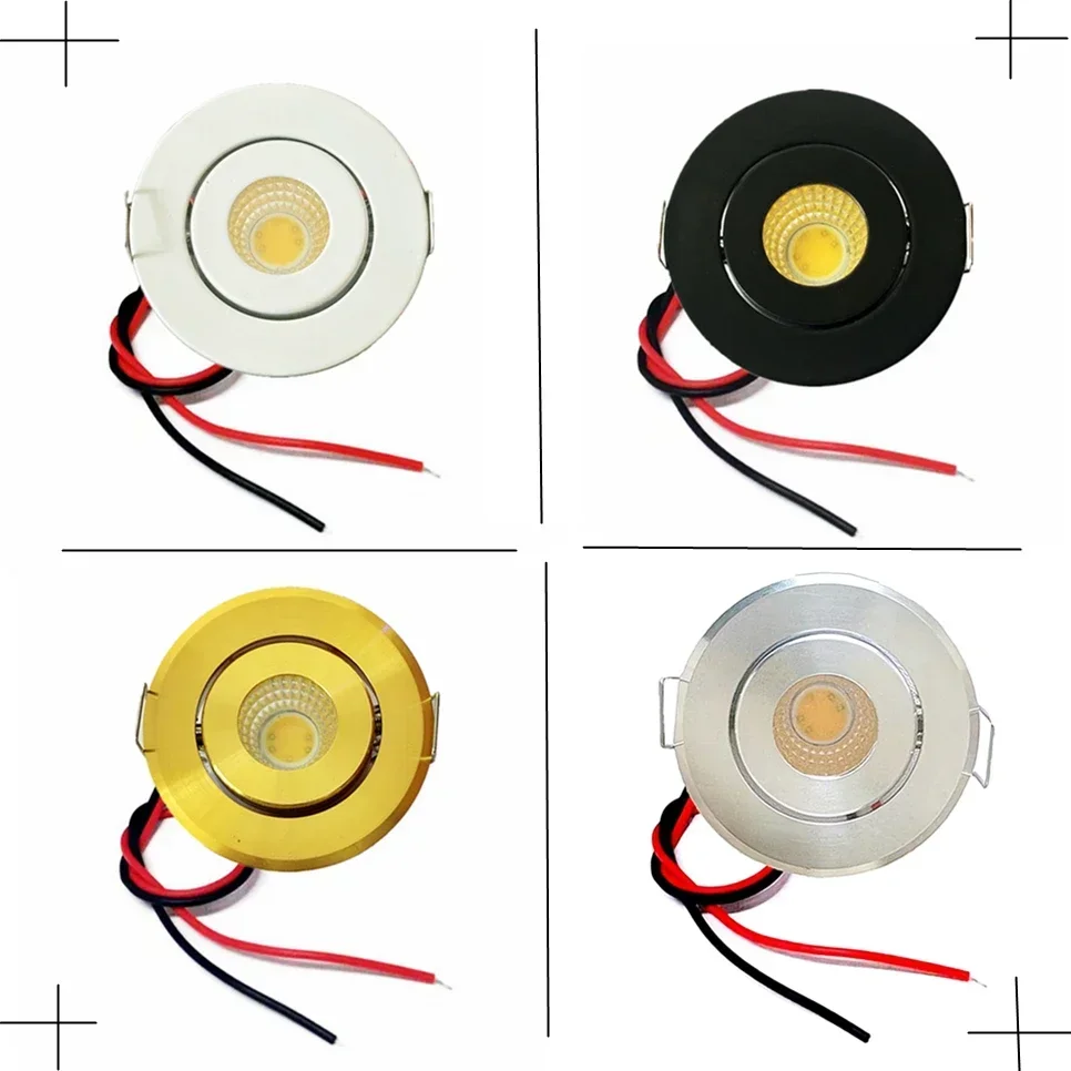 LED Spotlight 100V 120V 230V Mini COB LED Ceiling Light 3W Showcase Jewery Cabinet Lighting LED Spot Light Cut Out Hole 40-45mm
