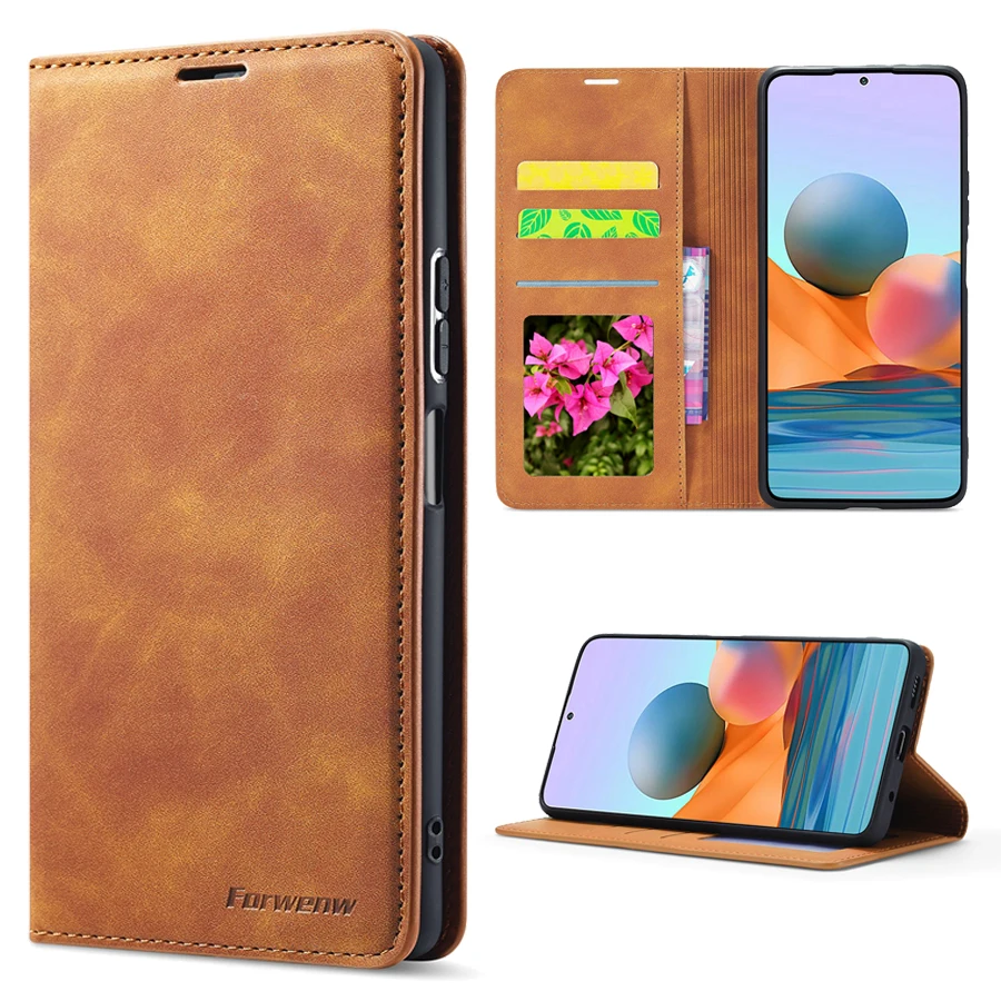 thumbnail image 1 of Wallet Luxury Skin Friendly Magnetic Flip With Card Slot Photo Frame Leather Case For Xiaomi Redmi Note 12 12S 11 Pro 10 9 8T 7, 1 of 5