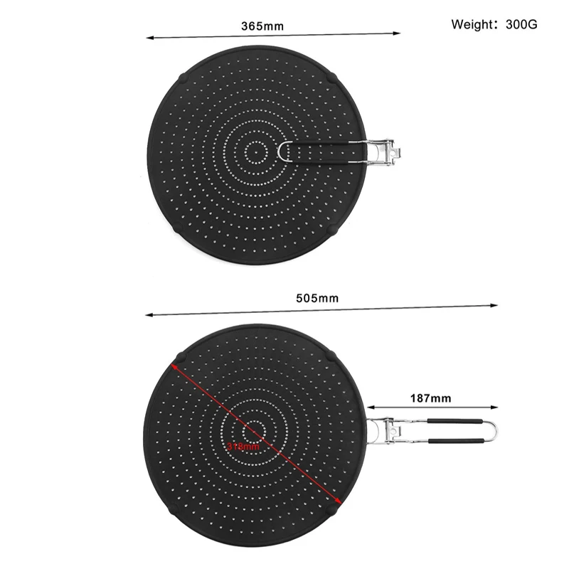 Silicone Kitchen Splatter Screen with Folding Handle Heat-resisting Oil Splash Guard Drain Board Cover Kitchen Frying Pan Lid