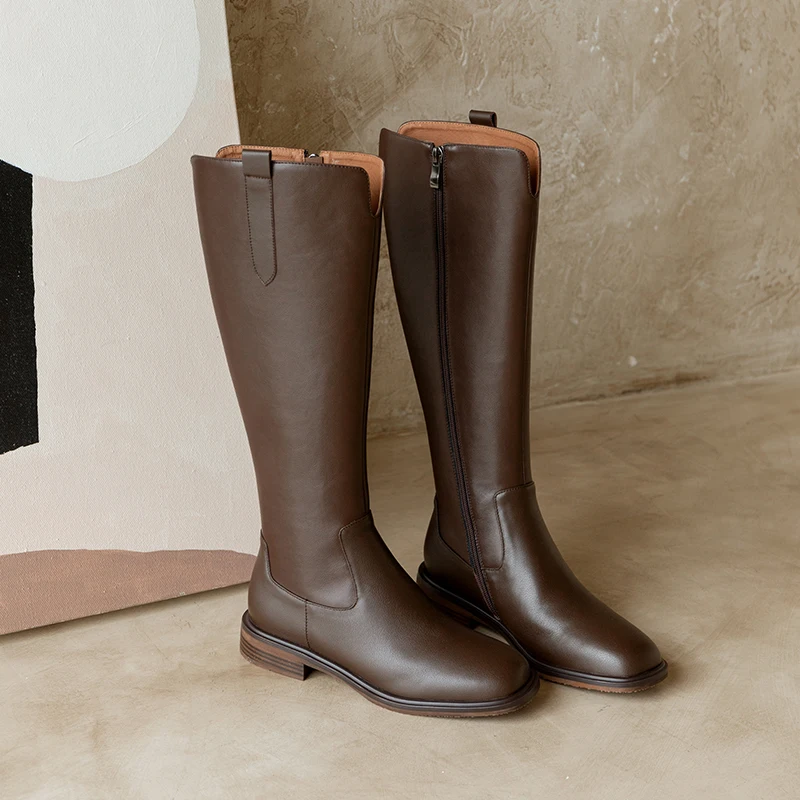 

2022 new autumn and winter Women knee-high boots Natural leather 22-25cm cowhide upper full leather Knight boots western boots